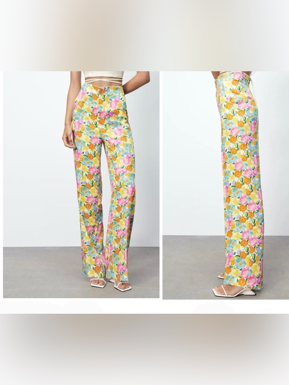 Zara floral high waisted  pants